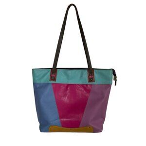 Vaan & Co women's multi-colored leather zip closure bag purse tote